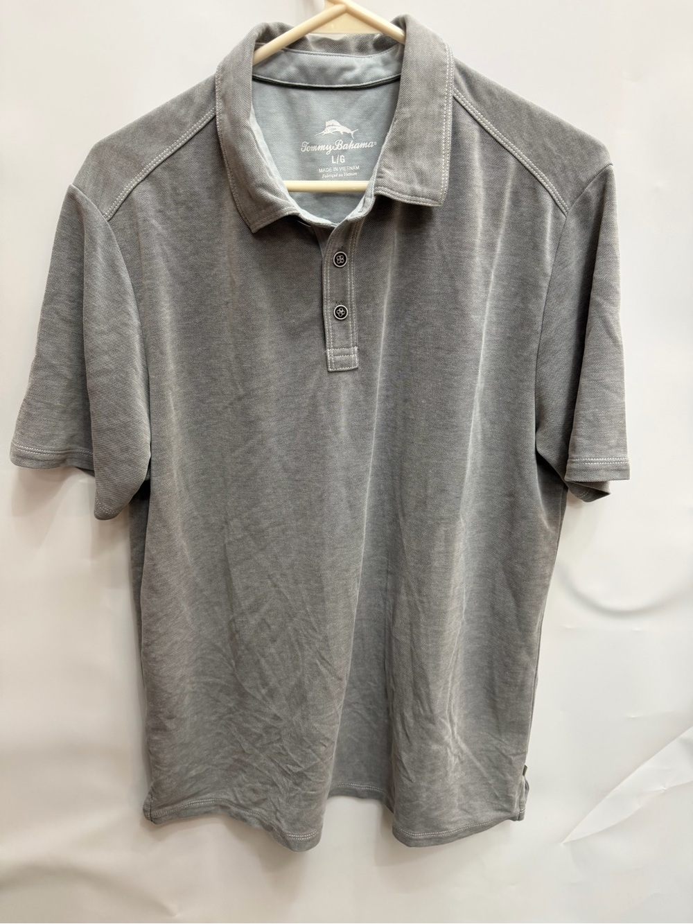Tommy Bahama Men's Light Gray Short-Sleeve Polo Mens size Large